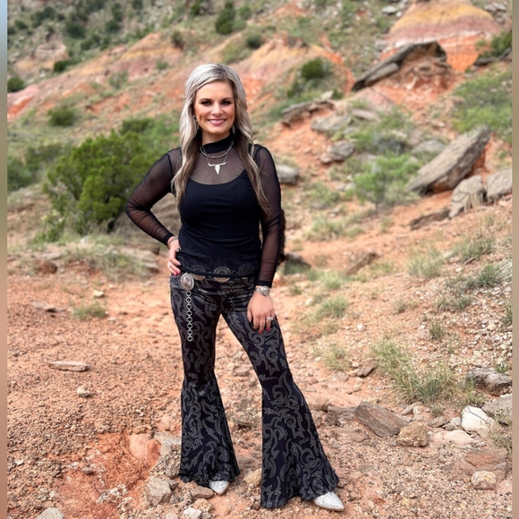 Sterling Kreek Large Western Bell Bottom Pants - Picture 3 of 7